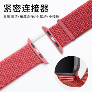 派滋 苹果手表表带 iwatch5表带 apple watch5/4/3/2/1代通用魔术贴尼龙回环表运动型S5表代子红色42/44mm