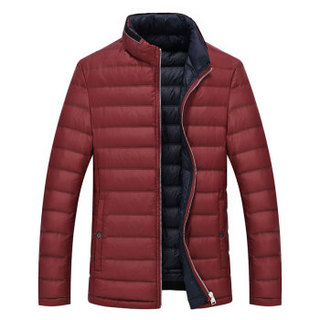 南极人时尚短款羽绒服男轻薄款休闲外套修身男士羽绒服 MYJ15-145 红色 175/L