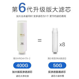 海尔（Haier）净水器家用400G大通量无罐净水机 RO反渗透纯水机出水直饮净饮机 HRO4H79-2