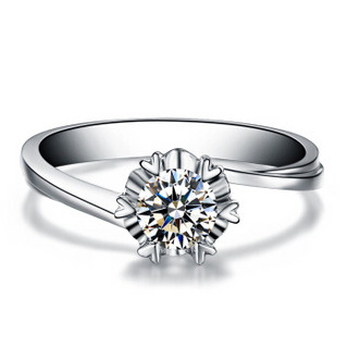 钻石凤凰 18K金钻石戒指女款  扭壁雪花求婚婚庆钻戒18号指圈约8分钻YA2716