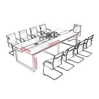 欧宝美会议桌洽谈桌简易钢架桌员工桌长条培训桌白色桌腿2000*1000*750