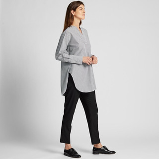 UNIQLO 优衣库 421517 女士长绒棉V领条纹长袖衬衫