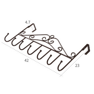 FOOJO 铁艺门后挂钩门背挂钩 衣服包包浴室挂架毛巾架免打孔衣帽钩 古铜色
