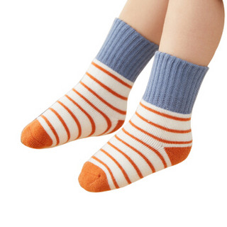 威尔贝鲁（WELLBER）婴儿袜子宝宝秋冬地板袜加厚毛圈袜几何提花袜3双装黄绿组合10-12cm