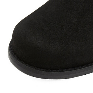 STUART WEITZMAN 斯图尔特·韦茨曼 女士黑色织物绒面皮革拼接平底长靴 5050 BLACK SUE/SUE ELASTIC  35