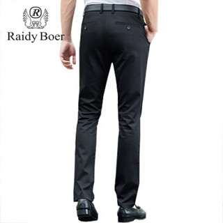 雷迪波尔 Raidy Boer 黑色商务斜插袋直筒休闲裤 黑色 30/74A/2尺2