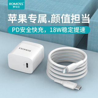 罗马仕 AC18C 苹果PD充电器18W快充头iPhonexs max/xr/8Plus/ipadPro手机数据线插头 苹果闪充套装 1米