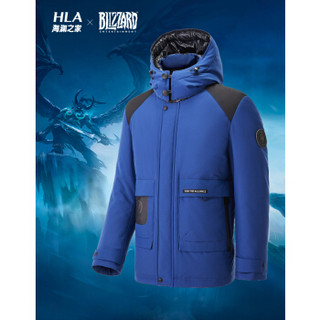 HLA海澜之家羽绒服男2019冬季暴雪娱乐合作系列魔兽联盟连帽外套HWRAJ4R123A宝蓝镶拼(U1)185/100A(54) cz