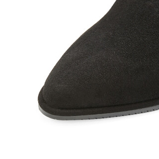 STUART WEITZMAN 斯图尔特·韦茨曼 女士黑色羊皮低跟长筒靴 HETTIE BLACK SUEDE 35.5