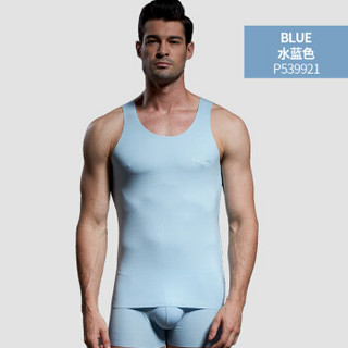 法国皮尔卡丹男士无袖背心莫代尔自由裁修身夏季男薄无痕圆领汗背心 水蓝 XL