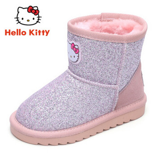 HELLOKITTY 童鞋女童雪地靴 冬季新款儿童雪地靴加绒保暖宝宝棉靴 K8646801粉色26