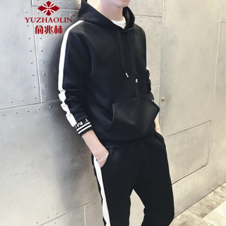 俞兆林（YUZHAOLIN）卫衣套装 男士时尚休闲连帽运动长袖卫衣A102-DS53黑白XL