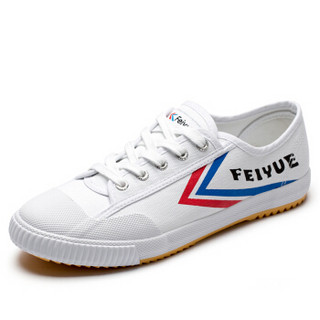 feiyue/飞跃 飞跃帆布鞋少林魂经典升级款田径鞋硫化鞋男女情侣小白鞋 334白红蓝 36