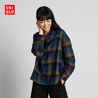 UNIQLO 优衣库 421714 法兰绒格子半开领上衣