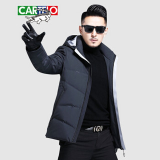 卡帝乐鳄鱼（CARTELO）羽绒服 男士潮流连帽保暖羽绒衣服外套D236A-9018蓝色185