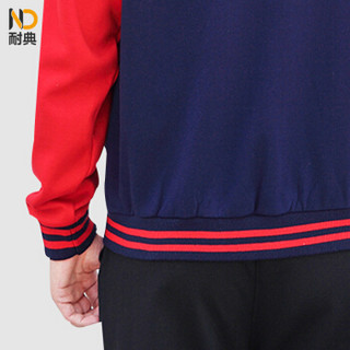 耐典 棒球服秋冬季拼接立领运动服男女同款开衫一排扣长袖外套可现做logo ND-MSHJ312 黑/红 S