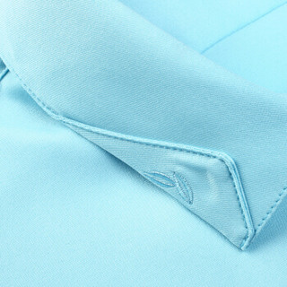 雅鹿 时尚薄款商务正装休闲纯色刺绣衬衫男士修身长袖上衣 18820001  浅蓝（加绒） 165