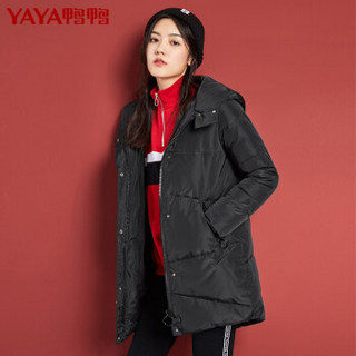 鸭鸭（YAYA）羽绒服女连帽中长款韩版时尚休闲女装外套 B-521304 粉红 180