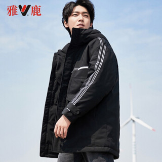 雅鹿 男士休闲羽绒服 2019冬季新款中长款连帽立领时尚潮流外套 YH67U1050 杏色 185/2XL