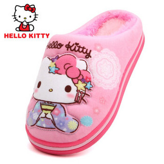 Hello Kitty 儿童棉拖鞋 凯蒂猫女童卡通舒适软底防滑保暖棉鞋   中童粉色210码 1775