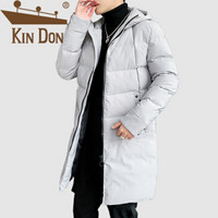 金盾（KIN DON）棉服 男2019冬季新款休闲百搭韩版潮流连帽长款加厚保暖棉衣 305B-M013 浅灰色 4XL