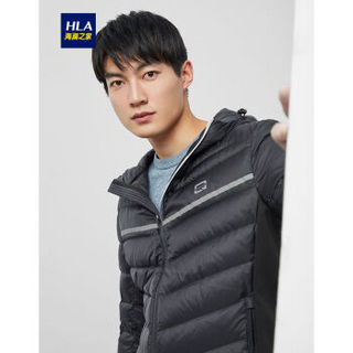 HLA海澜之家羽绒服男2019冬季新品时尚运动拼接连帽外套HWRAJ4R012A黑色镶拼(21)180/96A(52)