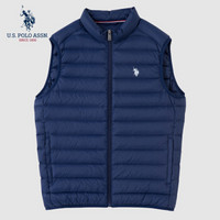 U.S. POLO ASSN. 羽绒马甲男2019新款秋冬季短款轻薄羽绒背心马夹 蓝色