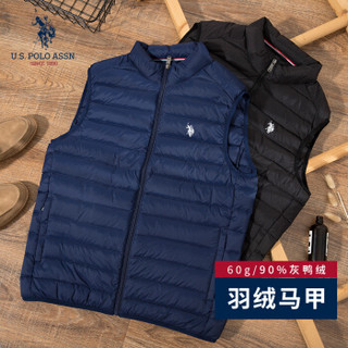 U.S. POLO ASSN.羽绒马甲男2019新款秋冬季短款轻薄羽绒背心马夹 蓝色 185/104A（XXL）