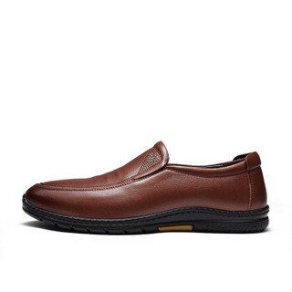 富贵鸟（FUGUINIAO）商务休闲皮鞋男士舒适低帮套脚时尚S993716 棕色 43