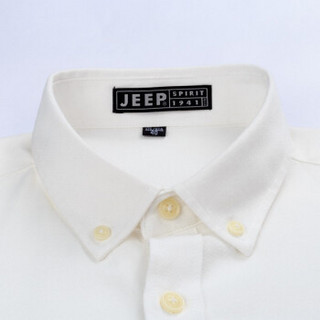 吉普 JEEP 衬衫男长袖2019秋季新款男士纯色修身型衬衣 商务休闲牛津纺上衣CXX1901 白色 44