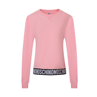 MOSCHINO UNDERWEAR 莫斯奇诺  女士粉色字母印花棉质圆领套头卫衣 Z A1729 9001 0181 S码