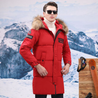 南极人男士加拿大风羽绒服男中长款大毛领加厚户外 尺码偏大选小一码 MDY99993  红色 180/XL