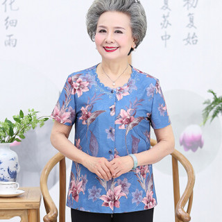 丽乔 2019夏季新款女装新品奶奶装短袖T恤宽松老太太衣服两件套装潮 WLPQXYY184 红色+裤子 3XL（120-135斤）