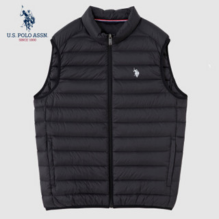 U.S. POLO ASSN.羽绒马甲男2019新款秋冬季短款轻薄羽绒背心马夹 黑色 185/104A（XXL）