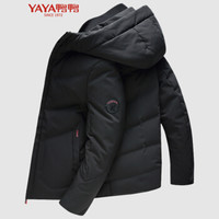 鸭鸭羽绒服鸭鸭(YAYA)羽绒服男2019秋冬季新款户外保暖连帽子短款冬装时尚外套男潮YR849 黑色 180