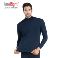 INTERIGHT秋衣秋裤纯棉中高领中老年男女士保暖内衣套装棉毛衫纯色 藏青 XXL