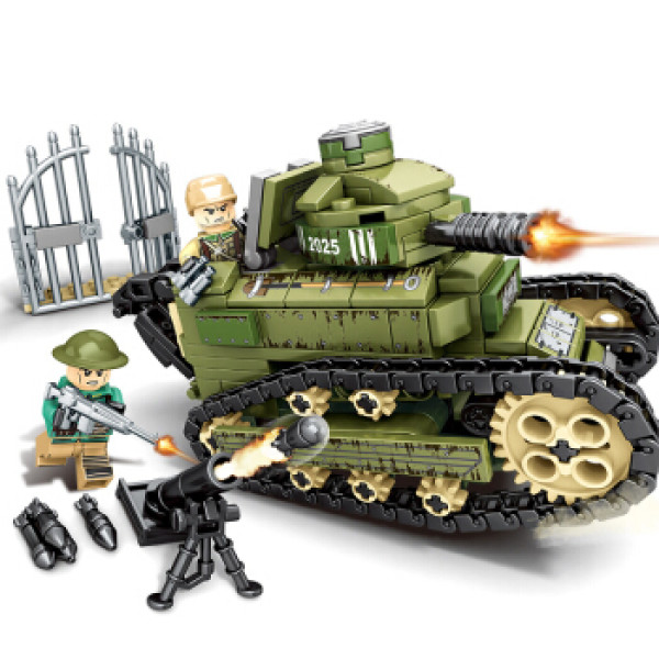 兼容乐高拼插拼装积木男孩玩具儿童坦克飞机钢铁帝国系列雷诺ft17坦克