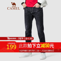 骆驼（CAMEL）男装 2019冬季新款潮流直筒加绒加厚牛仔裤男韩版水洗长裤子 D9X316342H 黑色 36