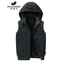富贵鸟男士马甲男爸爸秋冬装加绒棉质中老年男装加厚保暖背心老爸马夹坎肩爷爷老人冬季衣服外套 军绿色 4XL