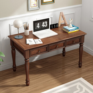 佳佰 书桌 美式乡村实木书桌小户型1.4m写字台电脑桌书房储物桌家具 1.4m书桌