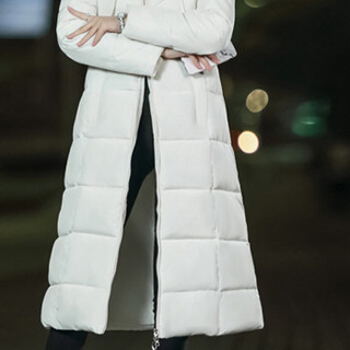 MAX WAY 女装2019冬新款韩版加长款棉服宽松过膝韩版通勤女 QDmw0957 乳白色 XL