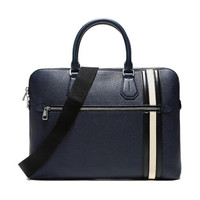 BALLY 巴利 男士墨蓝色黑白条纹皮质手提单肩斜挎包公文包 CURIUS TSP 07 6228685