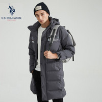 U.S. POLO ASSN.羽绒服男装2019秋冬季新品连帽鸭绒外套休闲加厚加绒保暖外套男士上衣 6194117153 灰色 2XL