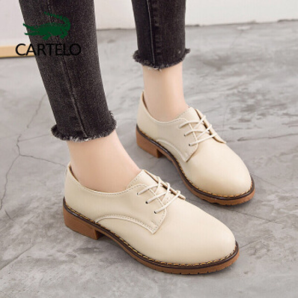 商品卡帝乐鳄鱼 cartelo 女鞋时尚英伦学生粗跟系带单鞋百搭韩版小