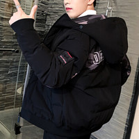 富铤 FORTEI 棉衣男工装男士外套2019冬季新款短款加厚修身棉服韩版潮流帅气冬装棉袄 加厚黑色 2XL