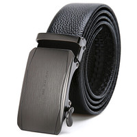 稻草人(MEXICAN)皮带男士自动扣头层牛皮腰带男款商务休闲扣头青年裤带6936638487910黑色(110-125cm)
