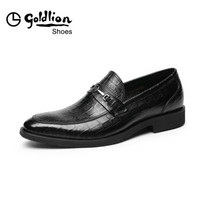 金利来（goldlion）男鞋商务休闲正装鞋舒适透气皮鞋520810074ADA-黑色-39码