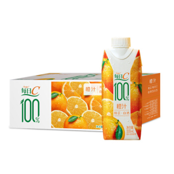 康师傅 每日c100%橙汁 330ml*12盒整箱装 新品上市
