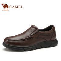 骆驼（CAMEL） 头层牛皮时尚商务休闲皮鞋男 A932287720 暗棕 39