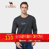 骆驼（CAMEL）男装 2019秋季新款圆领卫衣男韩版刺绣宽松休闲上衣男 FQ9374059 深灰_XL